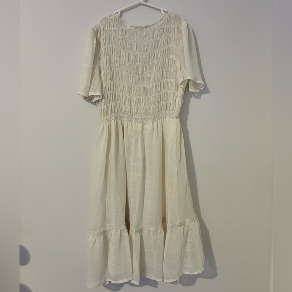 BLU PEPPER- Midi Cream Colour Dress with ruffles and fridges - Picture 2 of 3